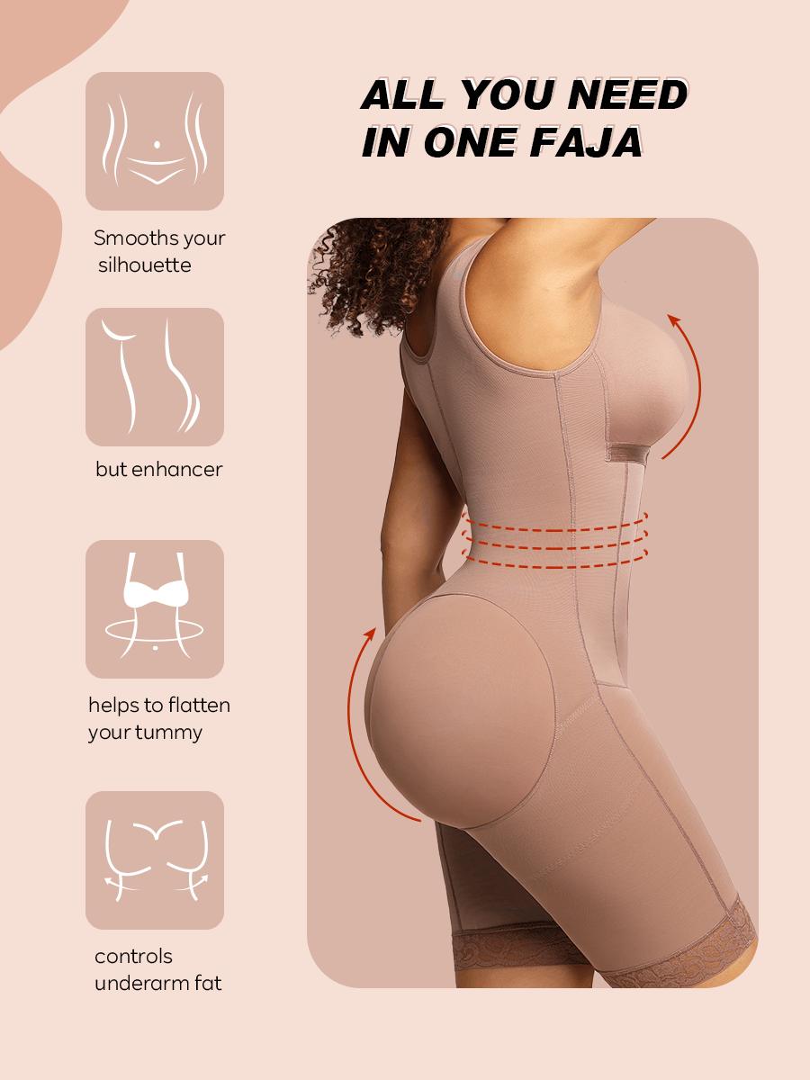 AKIMS Colombian Full Body Faja Bodysuit – Tummy Control & Thigh Coverage