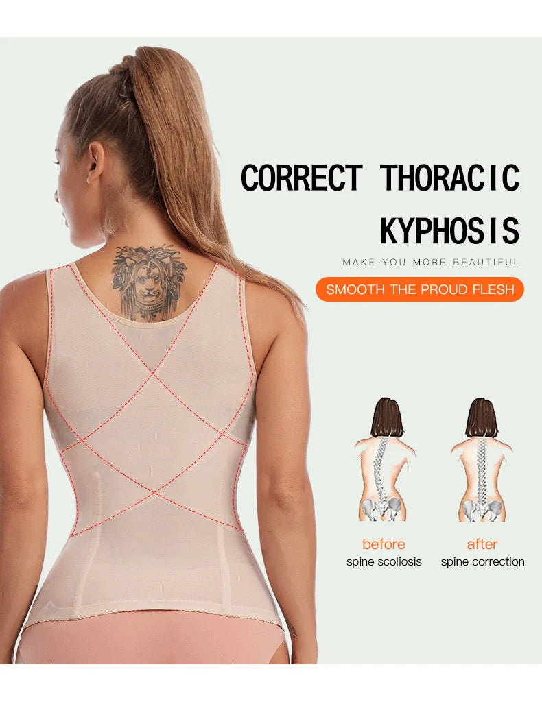 AKIMS Steel Boned Mesh Corset Vest | Waist Trainer Cincher