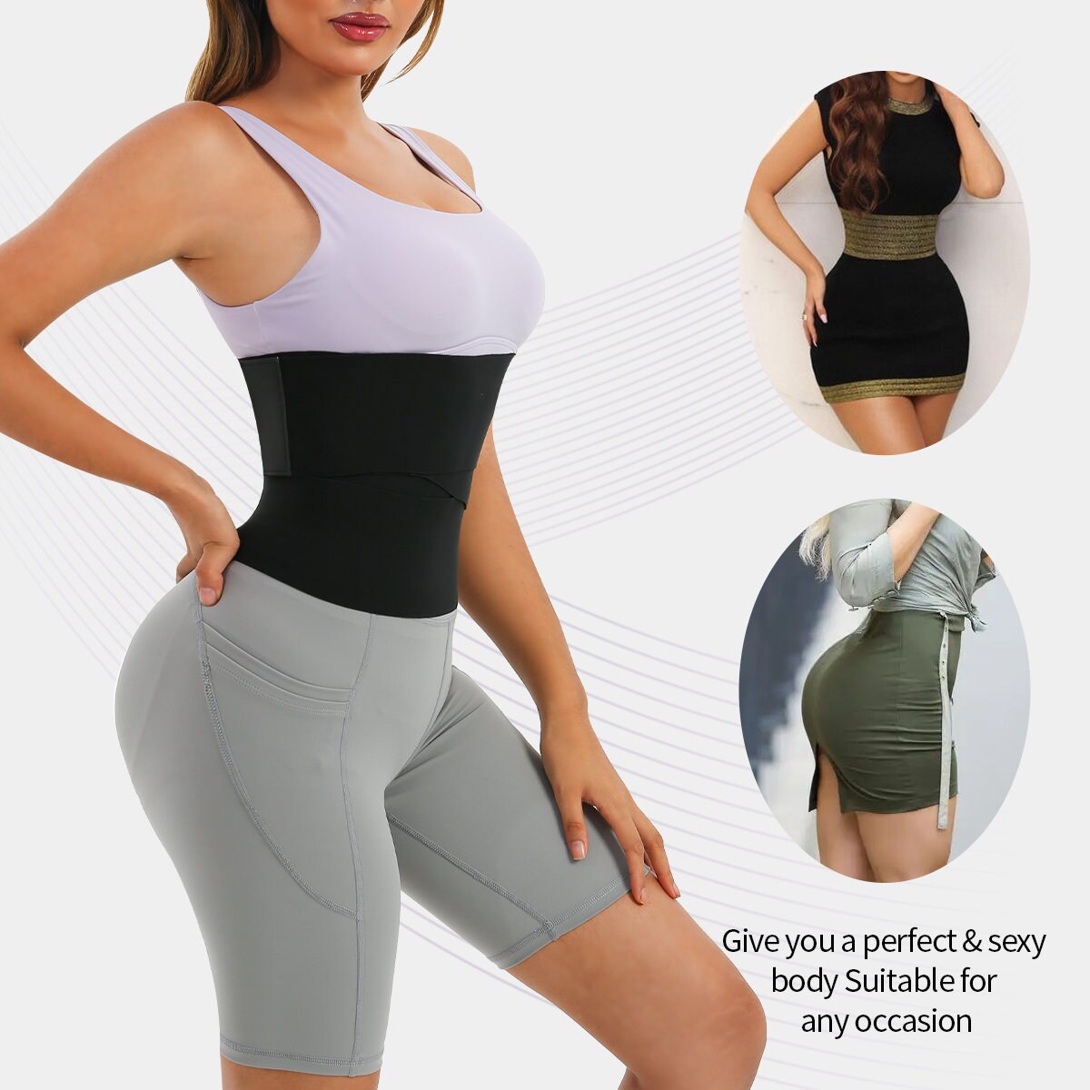 AKIMS Adjustable Tummy Wrap Waist Trainer | Free-Size Waist Shaping Band