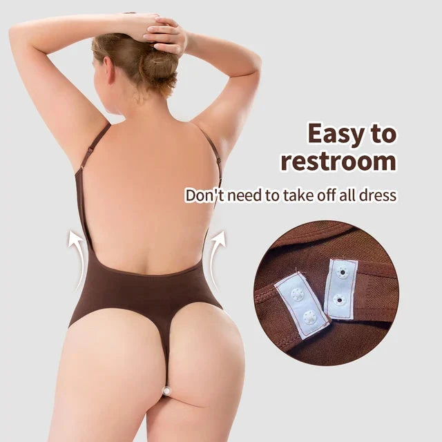 AKIMS Low-Back Seamless Sculpting Bodysuit – Invisible Support for Backless Looks