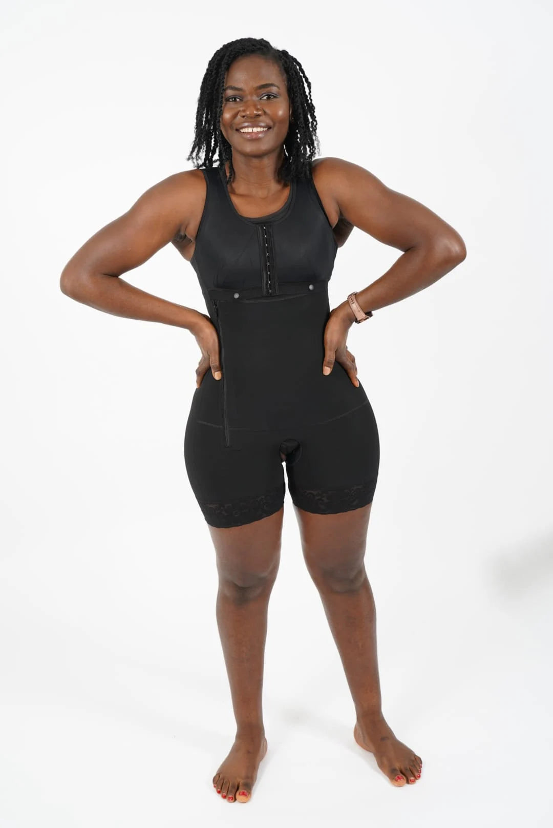 AKIMS Stage 2 Colombian Faja with Bra & Side Zip | Thigh-Length Compression Bodysuit