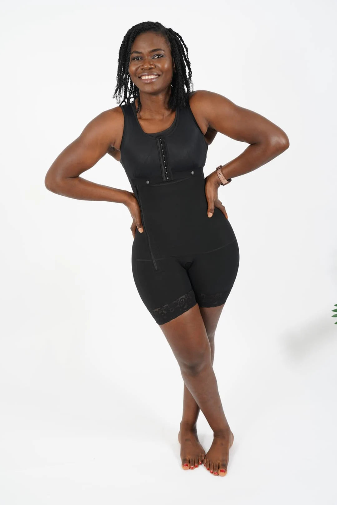 AKIMS Stage 2 Colombian Faja with Bra & Side Zip | Thigh-Length Compression Bodysuit