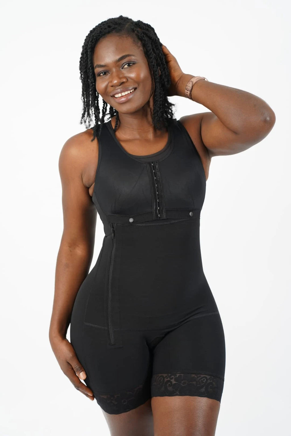 AKIMS Stage 2 Colombian Faja with Bra & Side Zip | Thigh-Length Compression Bodysuit