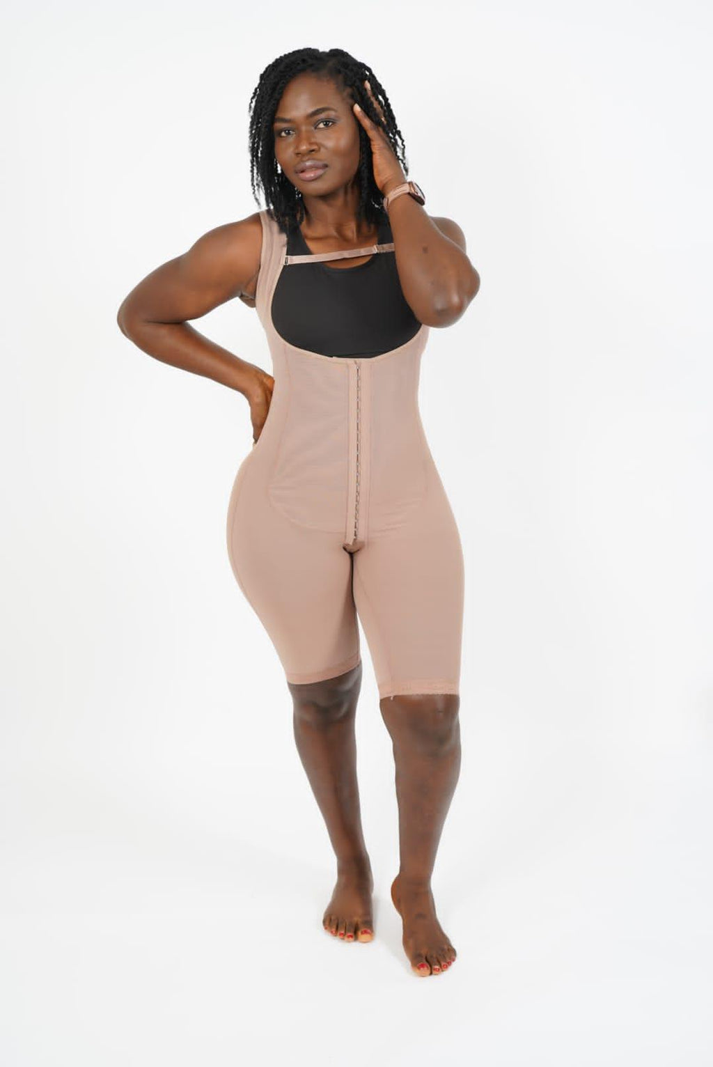 AKIMS Open Bust Seamless Tummy Control Body Shaper – Mid Thigh Shorts